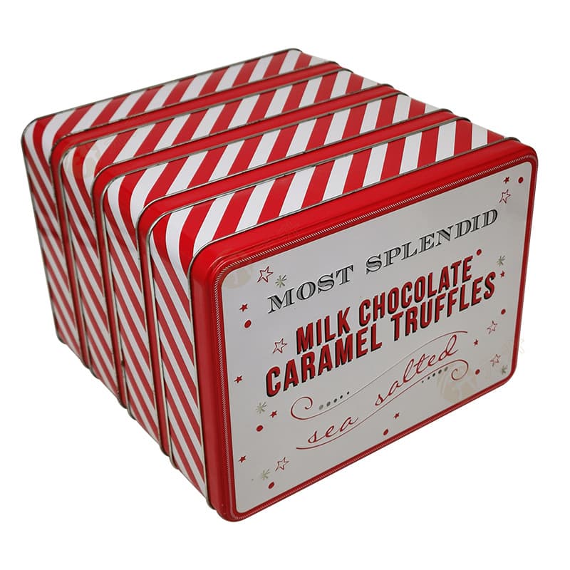 Candy Packaging Tin Box Christmas Gift Box Red Simple Wholesale Rectangular Medium Flat Tin Box