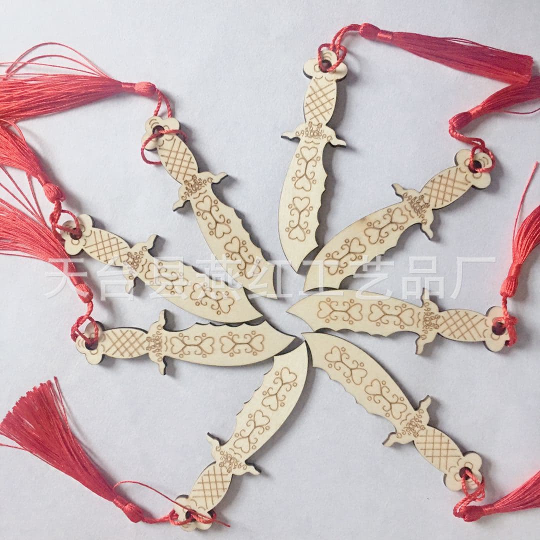 Baby First Birthday Celebration Supplies, Tassel Wooden Grabbing Knife, Wooden Toy Knife, Wooden Craft Hanging Ornaments Wholesale
