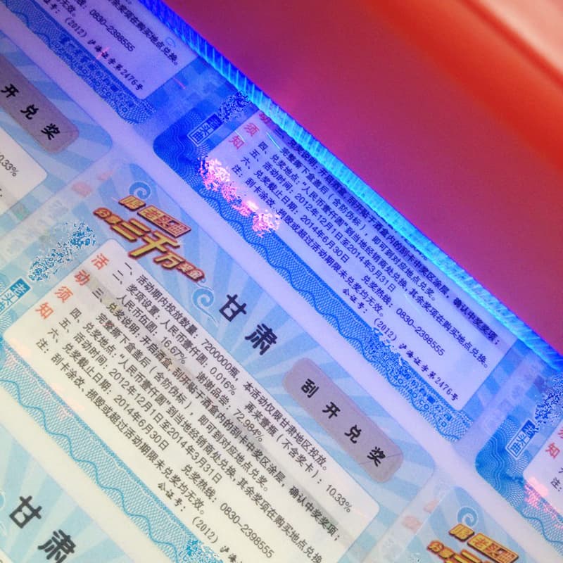 Scratch card scratch-off void if removed reveal coating product supermarket scratch-off coupon award fluorescent variable anti-counterfeit label