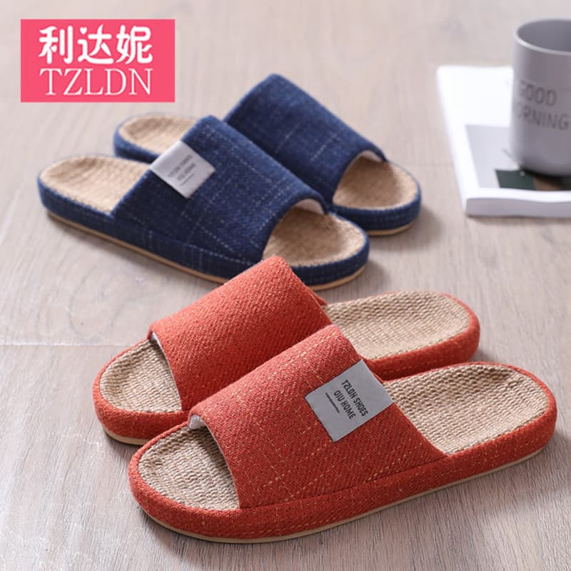 Lidani 2025 New Summer Home Linen Slippers for Women Indoor Couples Non-Slip Breathable Sweat-Absorbent House Men's