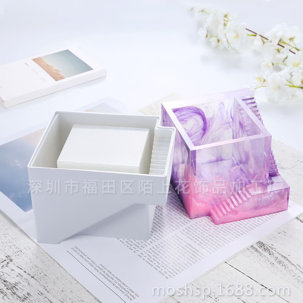 DIY Silicone Mold, Crystal Epoxy Concrete Gypsum Grinding Tool, Storage Box, Decorative Square Potted Plant, Stairs