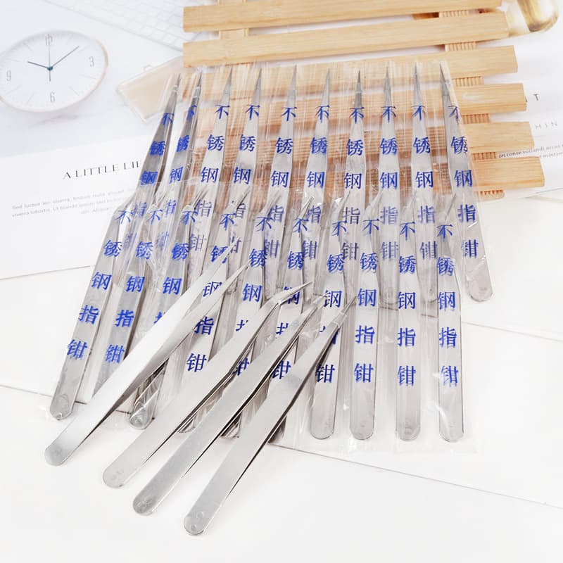 Factory Direct Straight Tip Tweezers, Stainless Steel Bent Tip Tweezers, Household Small Hardware Tools, Stall General Merchandise Supply