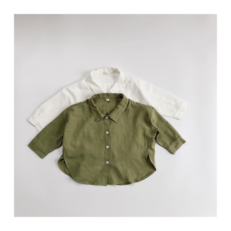 South Korea Children's Shirt Spring and Autumn New Korean Style Loose Wide Shape Solid Color Blouse for Boys and Girls Concave Shirt Cardigan