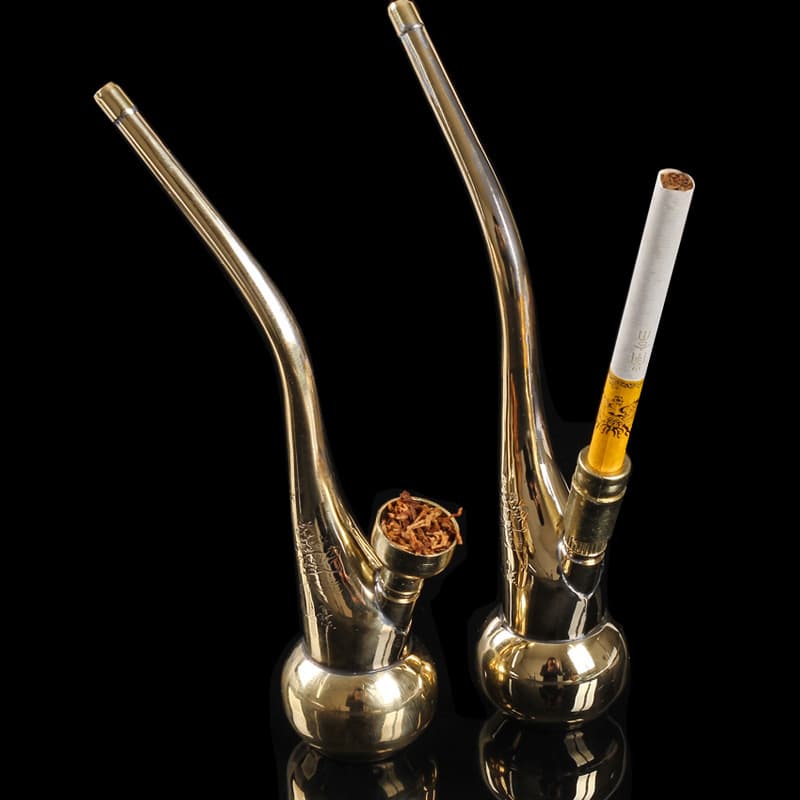 Copper Hookah Pipe Vintage Old-Fashioned Water Pipe Hookah Tobacco Pipe Dual-Use for Rolling Tobacco and Pipe Tobacco with Filter Mouthpiece