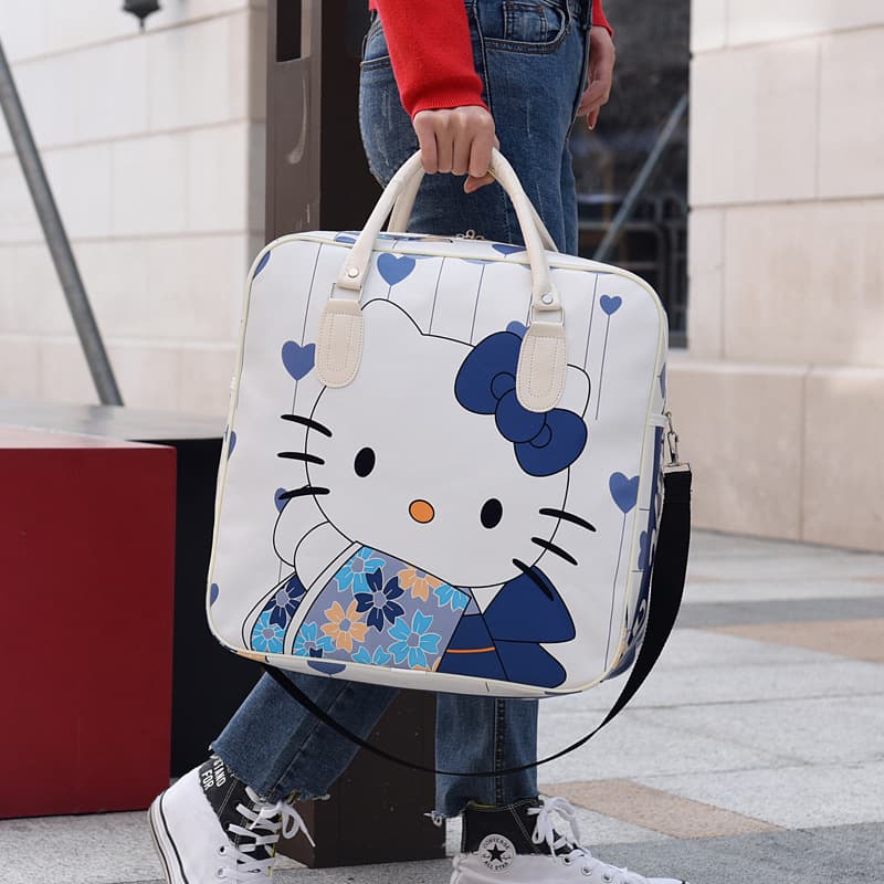 Korean Cartoon Travel Bag Women's Handbag Waterproof PU Luggage Bag Business Travel Student Large Capacity Tourism