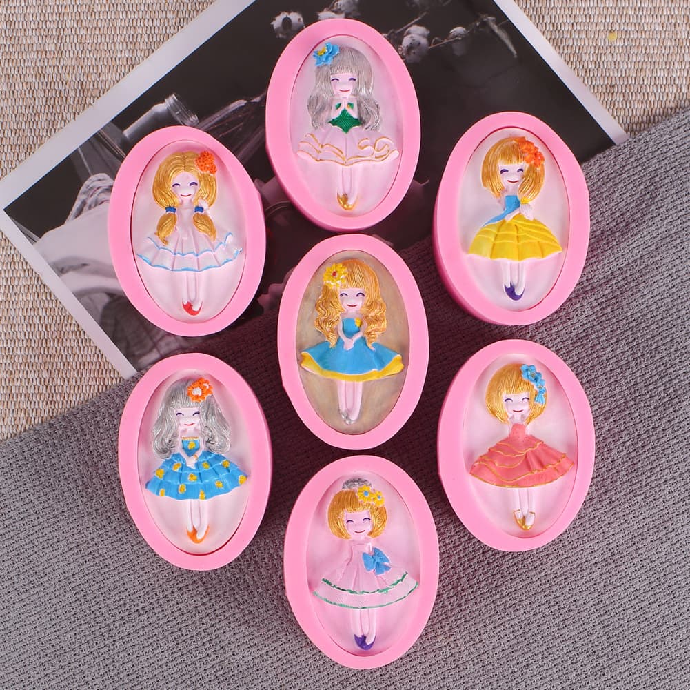 Multiple Dancing Girl Fondant Chocolate Mousse Cake Silicone Mold Little Princess Pudding Jelly Handmade Soap Mold