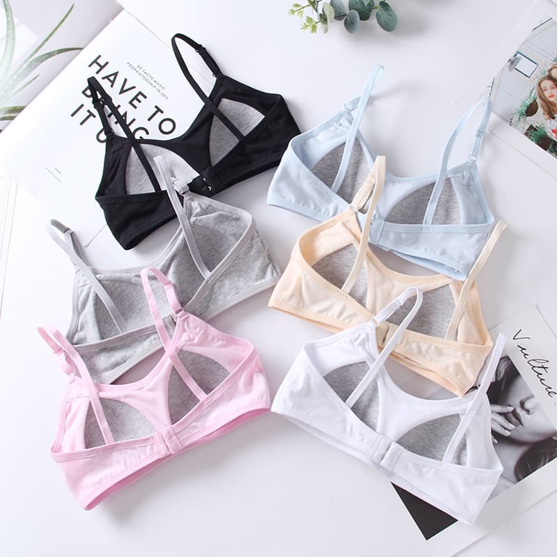 Girls' bra with fixed cups for junior and senior high school students in development stage, non-wire camisole vest for teenage girls.
