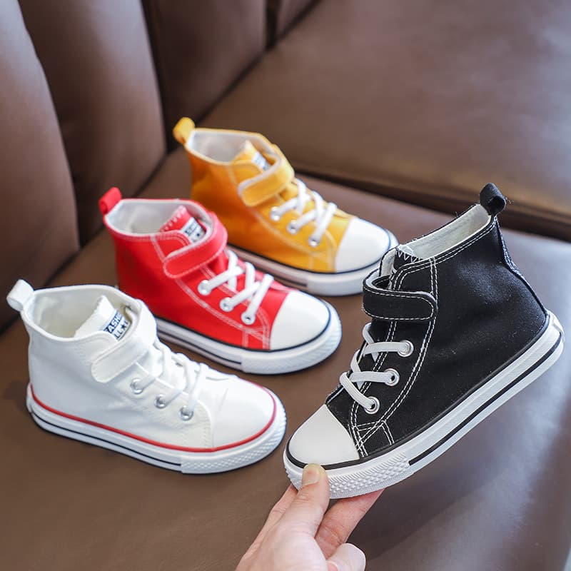 Children's Canvas High-Top Sneakers for Boys and Girls White Casual Shoes 2025 New Kindergarten Baby Cloth Shoes
