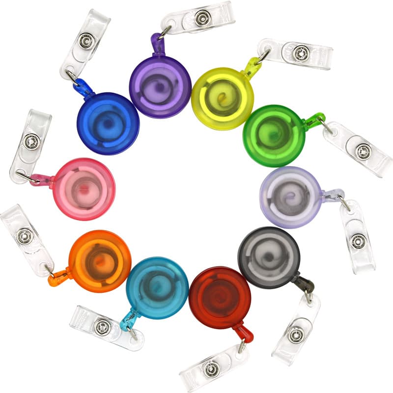 Autumn Rain Source Factory Multi-Color Frosted Pull Cord Buckle, Cord Puller for ID Cards, Multi-Color Retractable Badge Clip