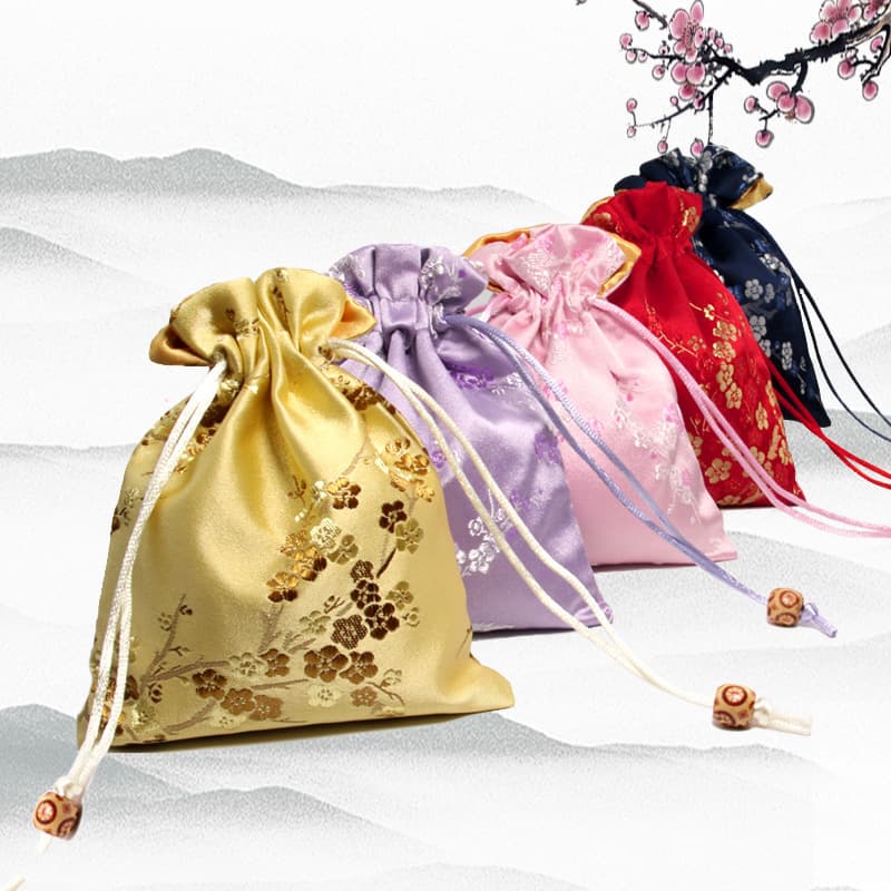 Manufacturer Direct High-end Chinese Retro Sachet Plum Blossom Scented Bag Lavender Mosquito Repellent Pouch Drawstring Bag Empty Bag
