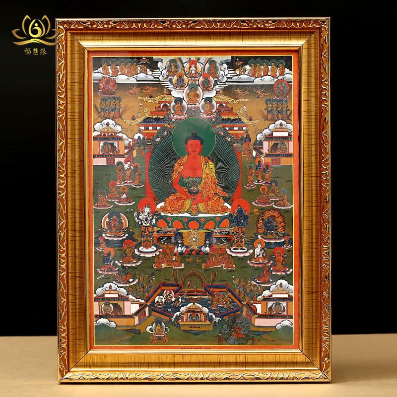 Thangka-style Buddha Wall Art, Mandala Green Tara Framed Paintings, Large Multi-option Home Decor