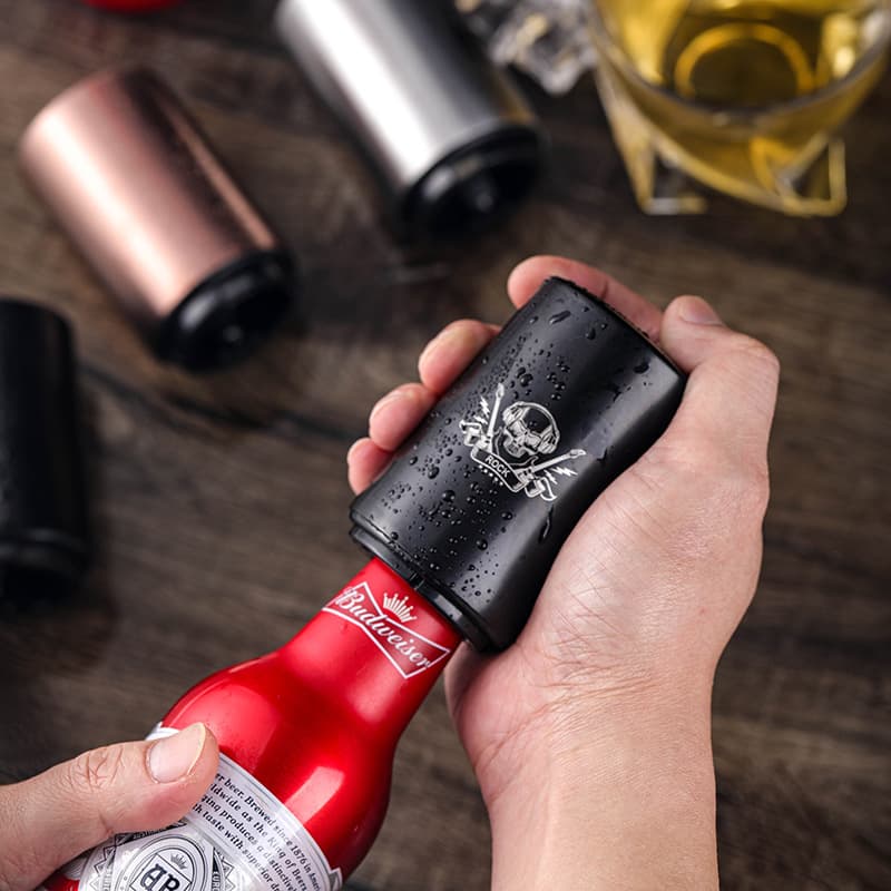 Creative Stainless Steel Beer Bottle Opener Press Type Automatic Cap Opener Advertising Damage-Free Beer Bottle Lifter