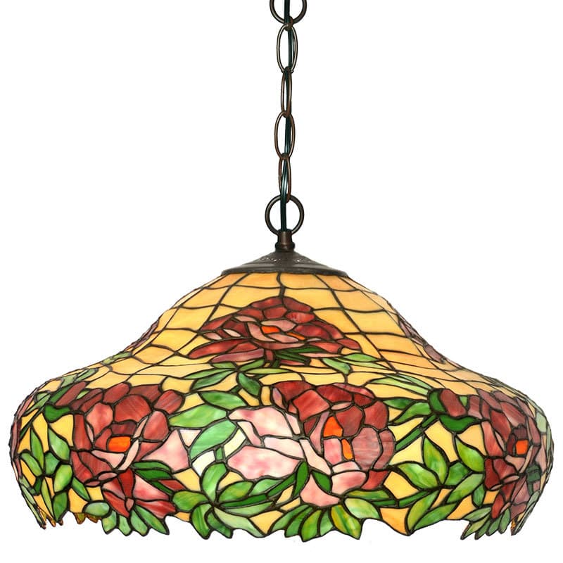 Factory direct sales 20-inch European style chandelier Tiffany rose living room lamp dining room stained glass creative chandelier