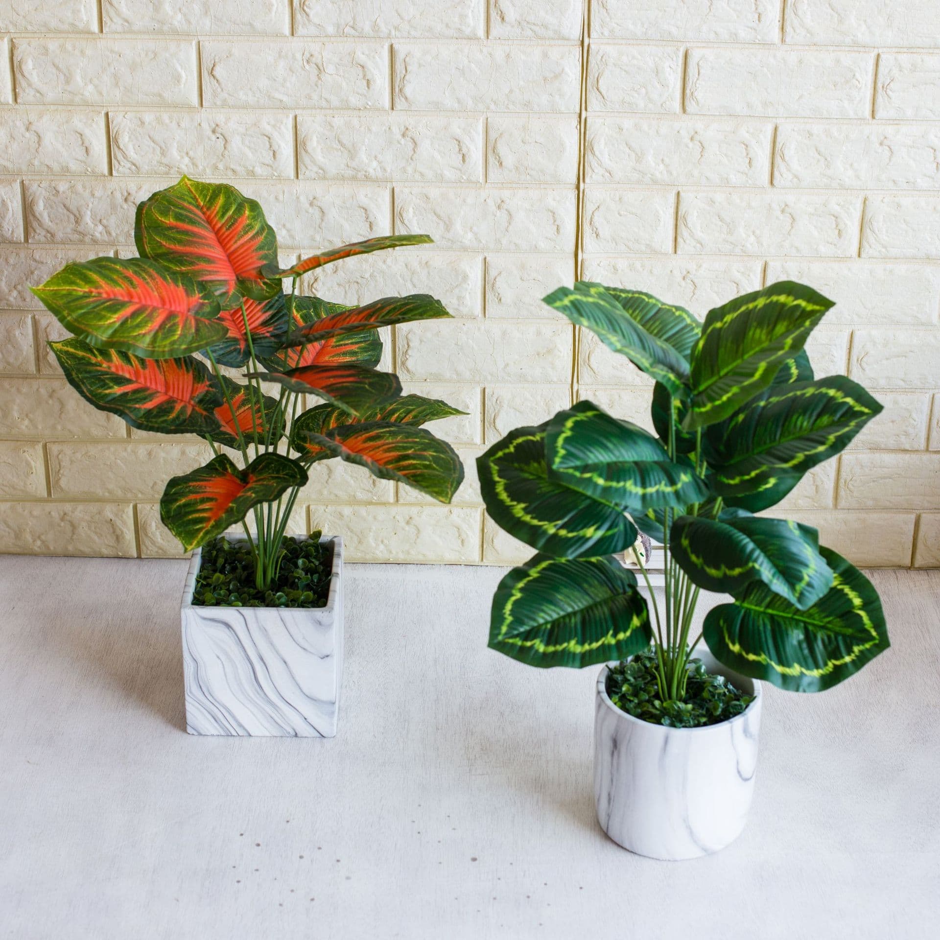 12-Head Artificial Heart-Shaped Philodendron Green Leaf Plant with Laminated Leaves, Artificial Flower Tree Evergreen