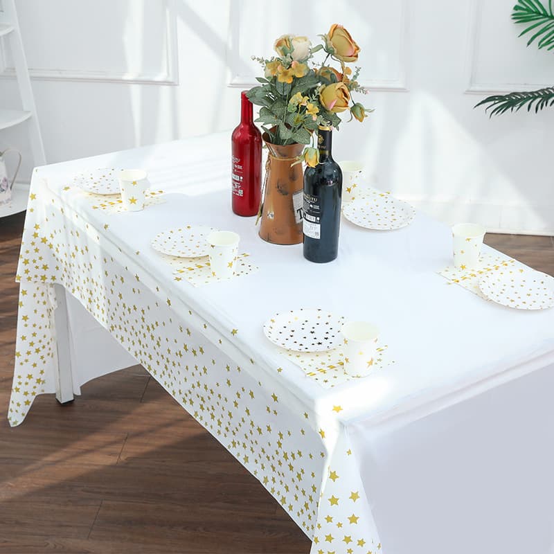 Cross-border Birthday Party Tablecloth PEVA Thickened Table Cover Home Star Print Tablecloth Factory Wholesale
