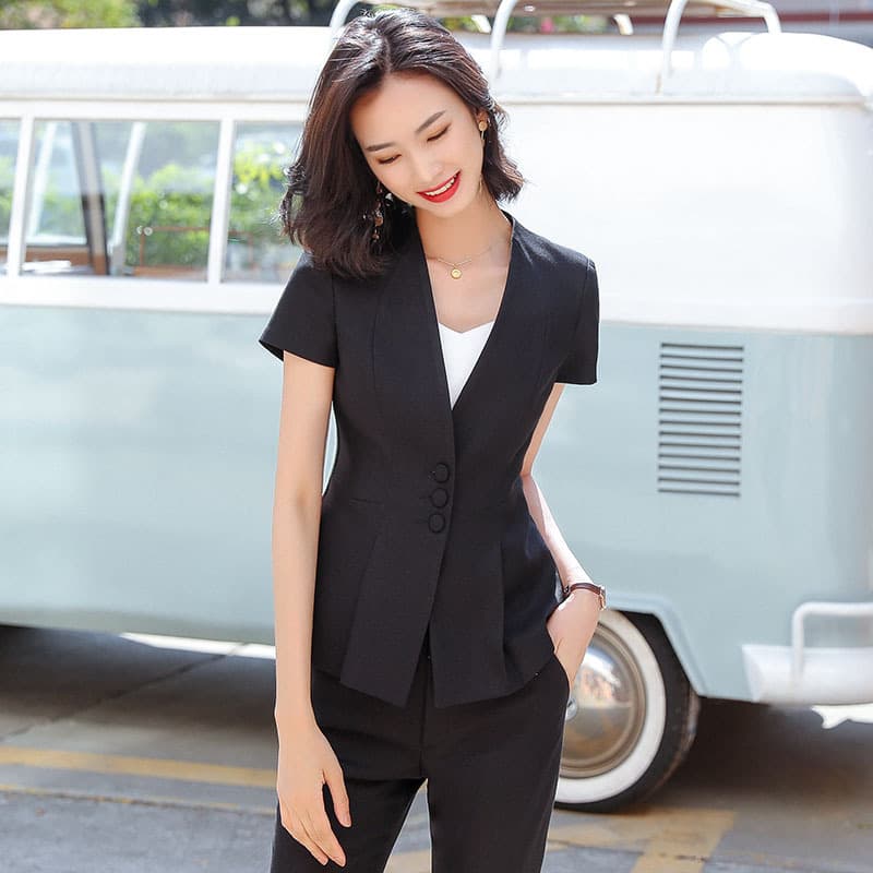 Summer Thin Fashionable Professional Short Sleeve Workwear Korean Style Small Suit Jacket Women's Business Casual Outerwear