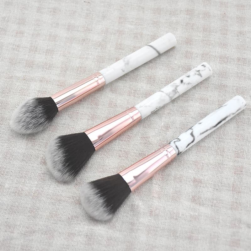 Spot Plastic Handle Fiber Hair Marble Pattern Single Makeup Brush Highlighter Blush Contour Beauty Tool