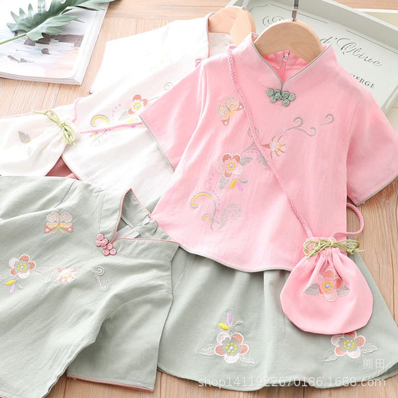 Girl's Improved Hanfu Ruqun Set Retro Ethnic Clothing Girl Chinese Style Tang Suit Two-Piece 2020 Summer