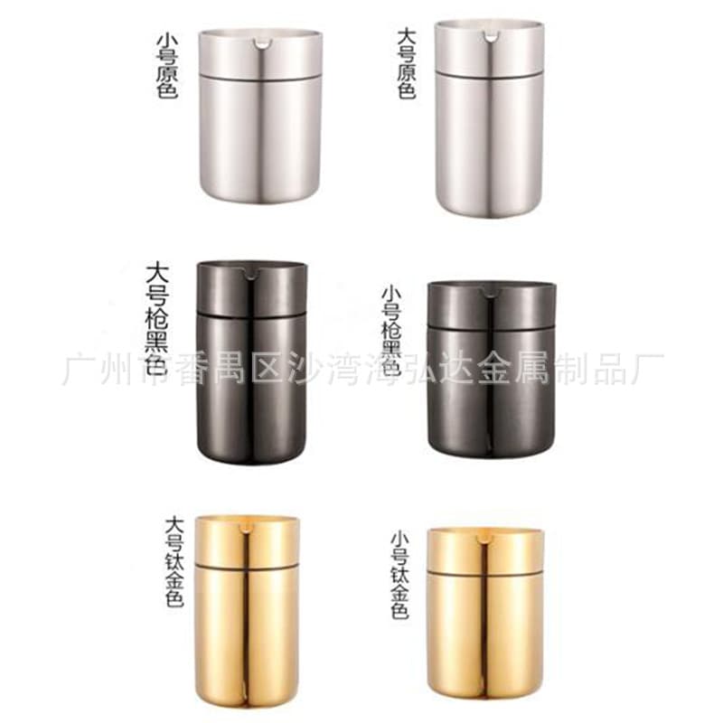 304 Stainless Steel Ashtray, Car Ashtray with Lid, Windproof and Anti-Spill Creative Ashtray