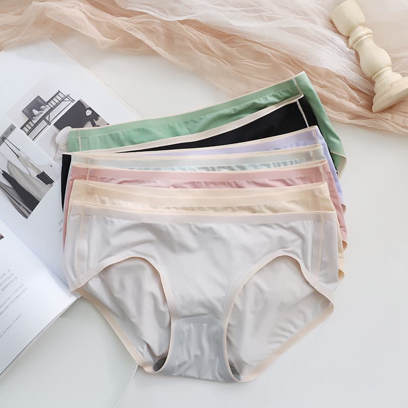 NK915 So beautiful, everyone get it! Summer ice silk women's underwear, cool color series, mid-waist graphene underwear E