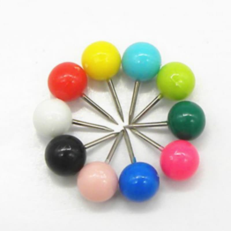 Factory Direct Candy 10-Color Round Ball Pins Colored Cork Board Photo Wall Fixing Plastic Push Pins Map Tacks