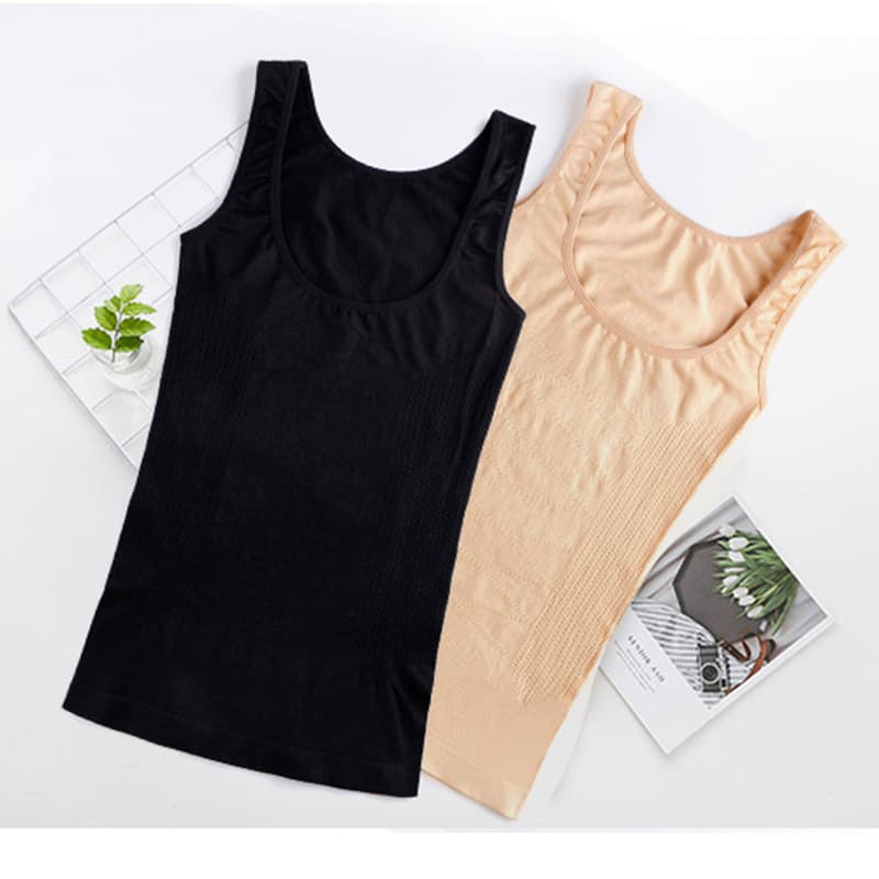Enhanced abdominal control U-neck vest top, seamless chest-supporting waist-cinching camisole, memory shaping bodywear, shaping high-waist abdominal control garment