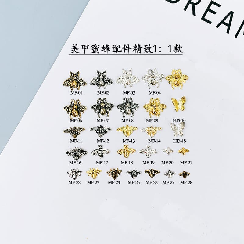 Nail Art Bee Decoration Alloy Accessories Rock Punk Retro Nail Accessories Japanese Metal Rhinestones