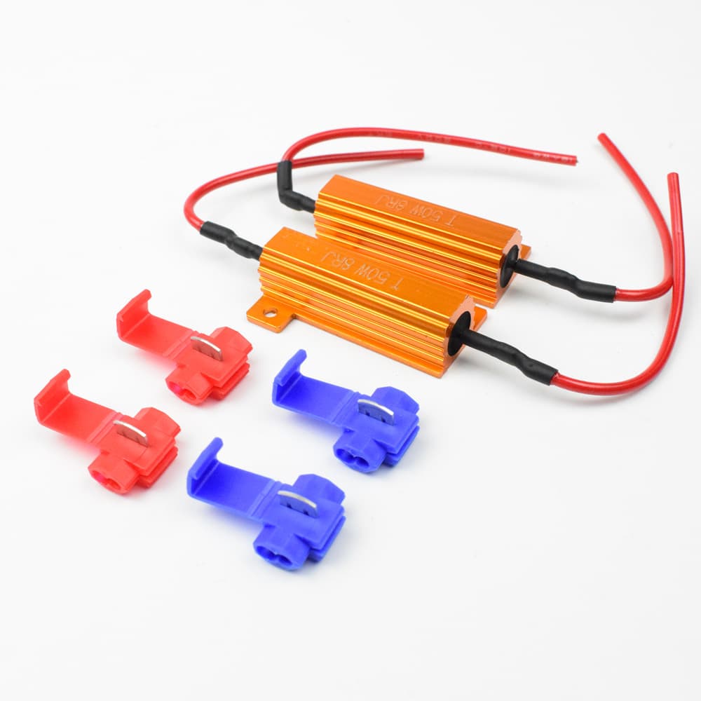 Cross-border hot selling 50w resistor 6 ohms 8 ohms suitable for LED car light decoder anti-interference strobe with self-connecting clip