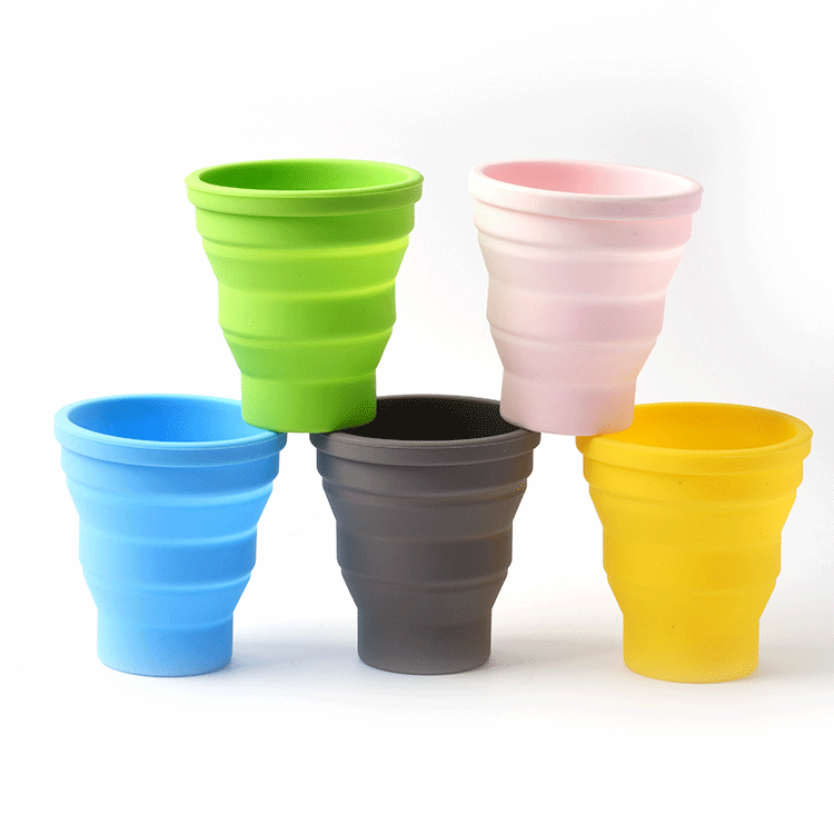 Silicone Collapsible Water Bottle for Home and Travel, Portable Lid-Included Cup, 180ML with Hole for Backpack