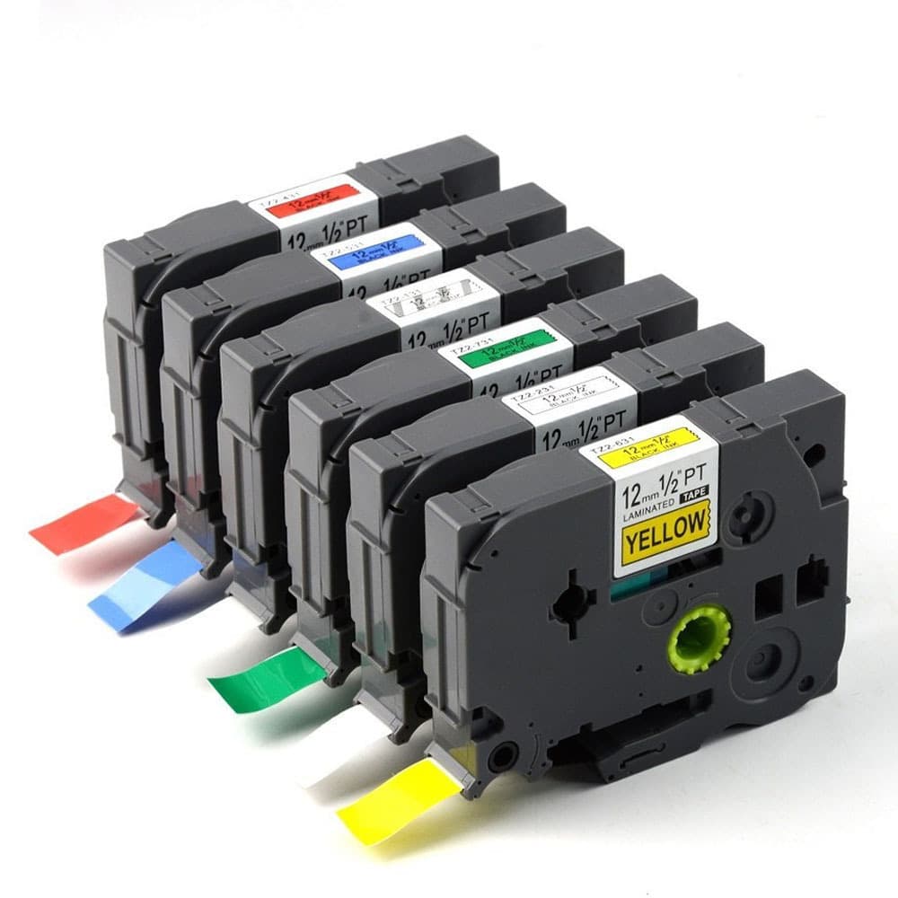 Compatible ribbons for Brother TZe131 231 431 531 631 731, 12mm ribbon label machines.