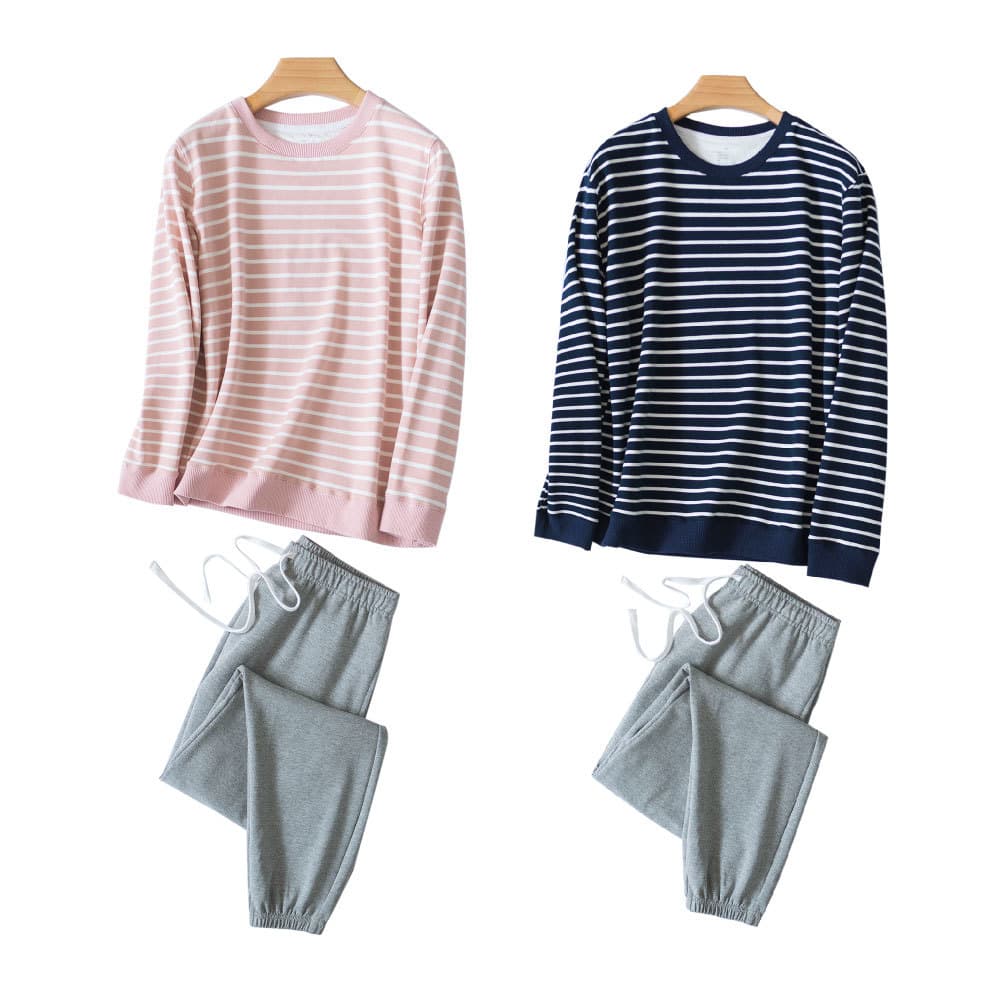 Striped Sweatshirt Home Suit Sporty Loungewear Uniqlo Muji Spring Autumn Sleepwear Good Quality Wear Out Sportswear