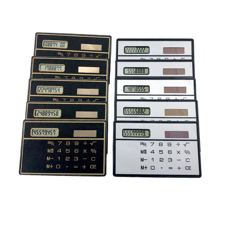Card calculator ultra-thin bank card type solar powered mini small writing box supporting assembly computer