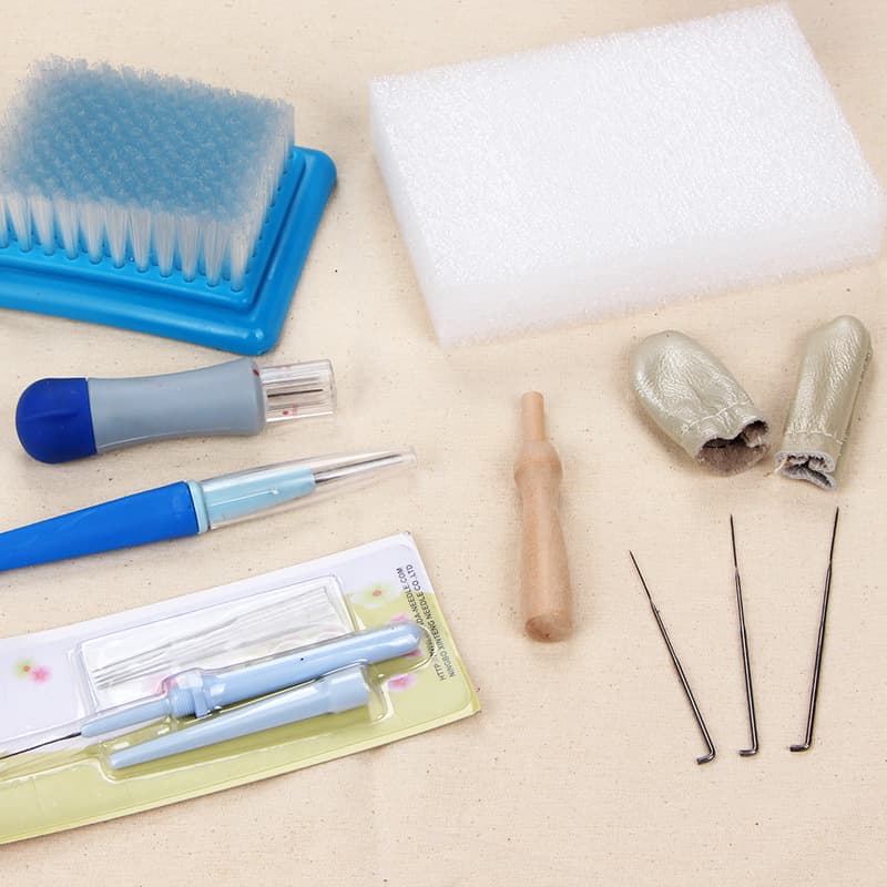 Poke Needle Multi-Head Workbench Material Bag Wool Felt Embroidery Poke Music Bottom Brush Table Foam Pad Wet Net Tool Set