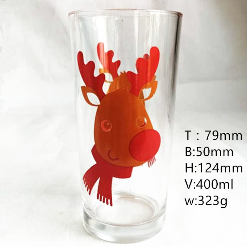 Creative Deer Glass Cup Christmas Glass Cup Breakfast Milk Cup Water Cup 400ml Glass Cup