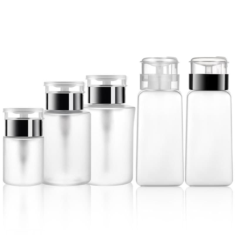 Manicure press bottle with lock to prevent leakage of empty bottle nail polish remover water makeup remover water disinfectant press large capacity nail polish remover bag