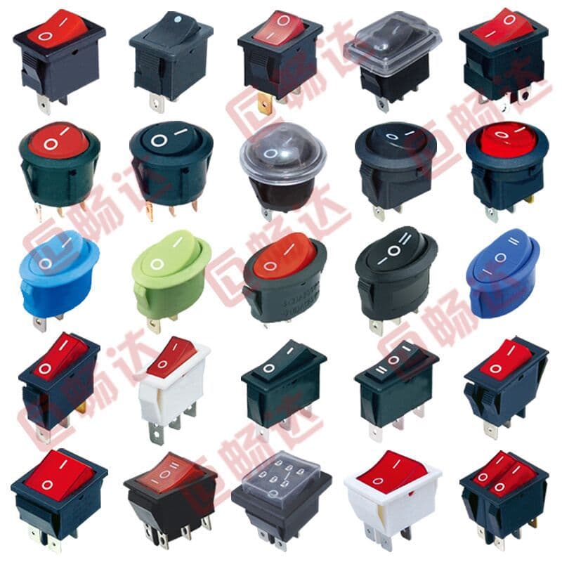 KCD11 rocker switch, 2-pin, 3-pin, 4-pin, 6-pin, two-position, three-position, round, oval, illuminated rocker switch.