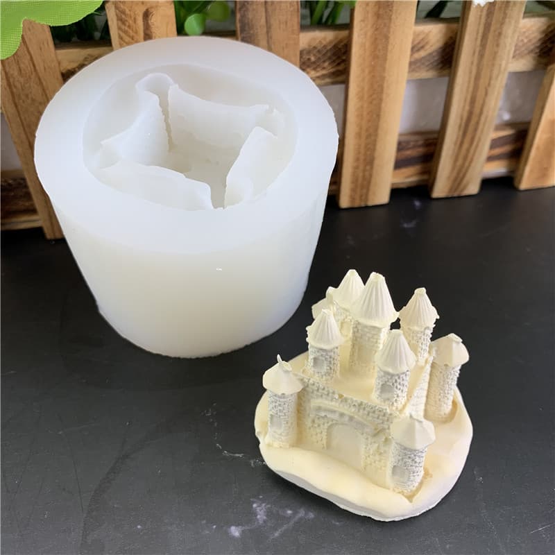 3D Castle House Silicone Mold Fondant Cake Tool Resin Plaster Mold Handmade Soap Candle Mold