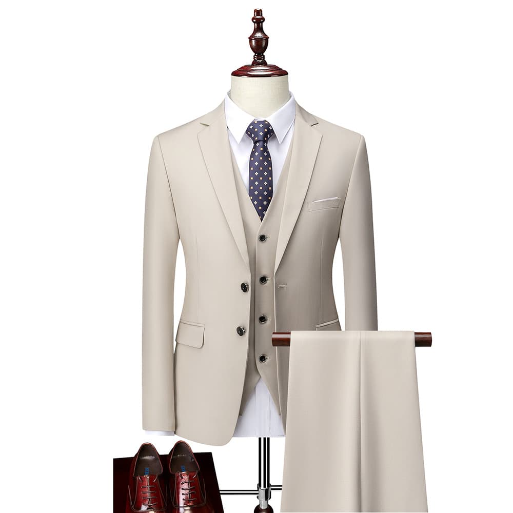 Amazon Cross-Border Double-Breasted Suit Set, Men's Korean Style Slim-Fit Wedding Groom Business Casual Suit