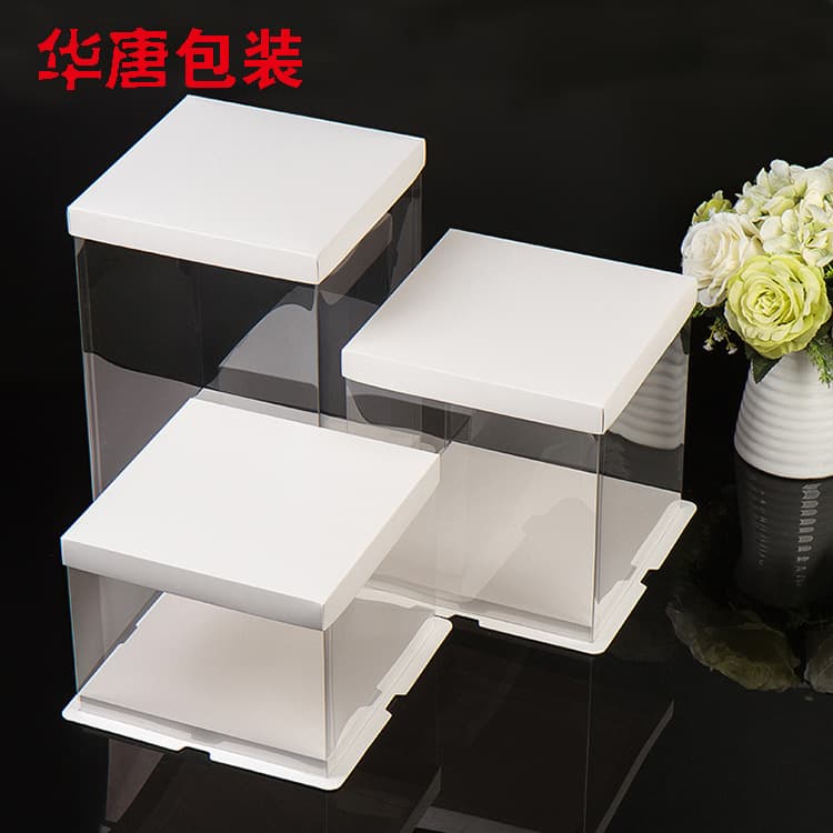 High Transparency Cake Box Thickened PET Plastic 6 8 Inch 10 Inch 12 Inch Birthday Cake Packaging Box Custom Logo Available