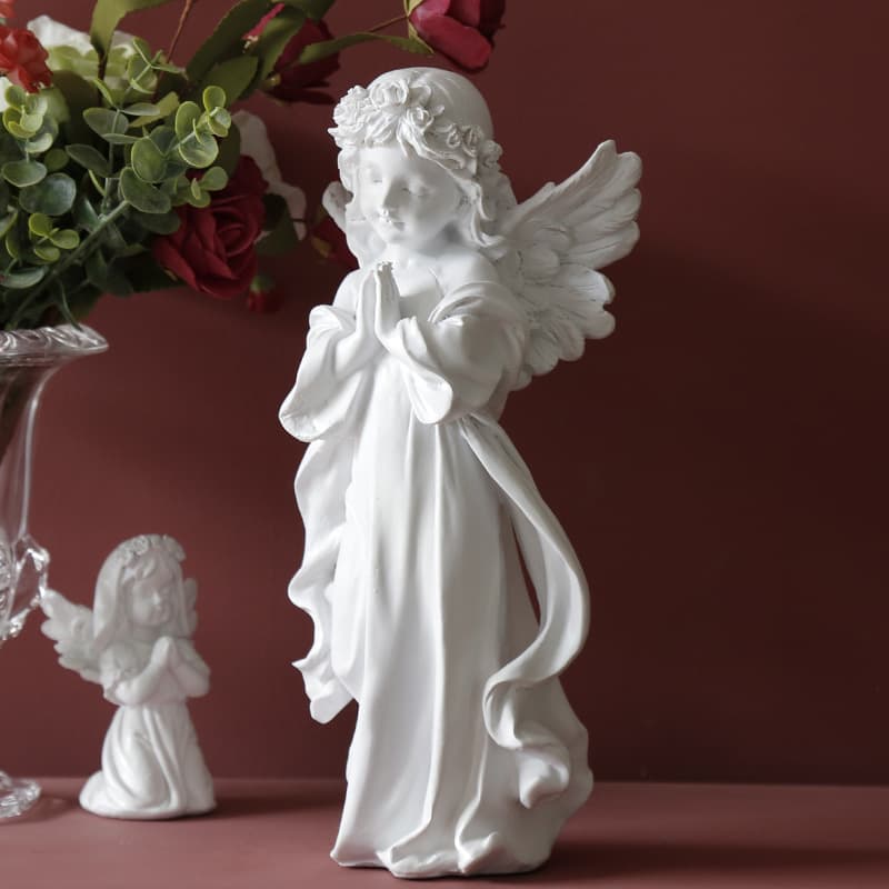 Figurine Resin Girl Sculpture Desktop Small Decoration Ornament Angel Cute European Vintage Flower Fairy