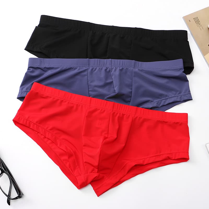Men's Ice Silk Boxer Briefs, Breathable Sports Style, Summer Cool Low-Rise Shorts