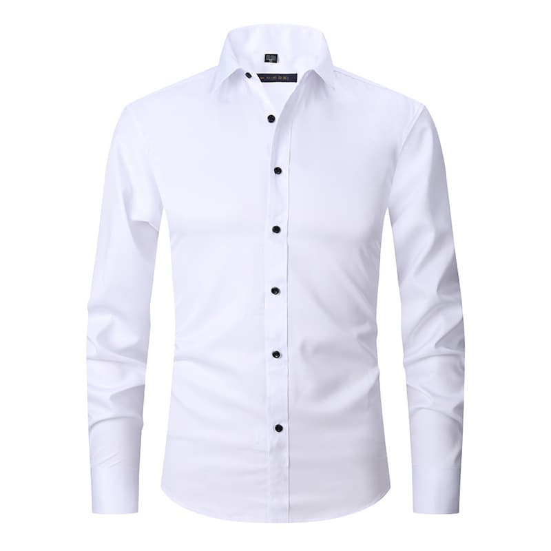 Autumn Promotion Cross-border Men's Long Sleeve Slim Fit Stretch Black Shirt Men's Solid Color Versatile Business Shirt Men's Clothing