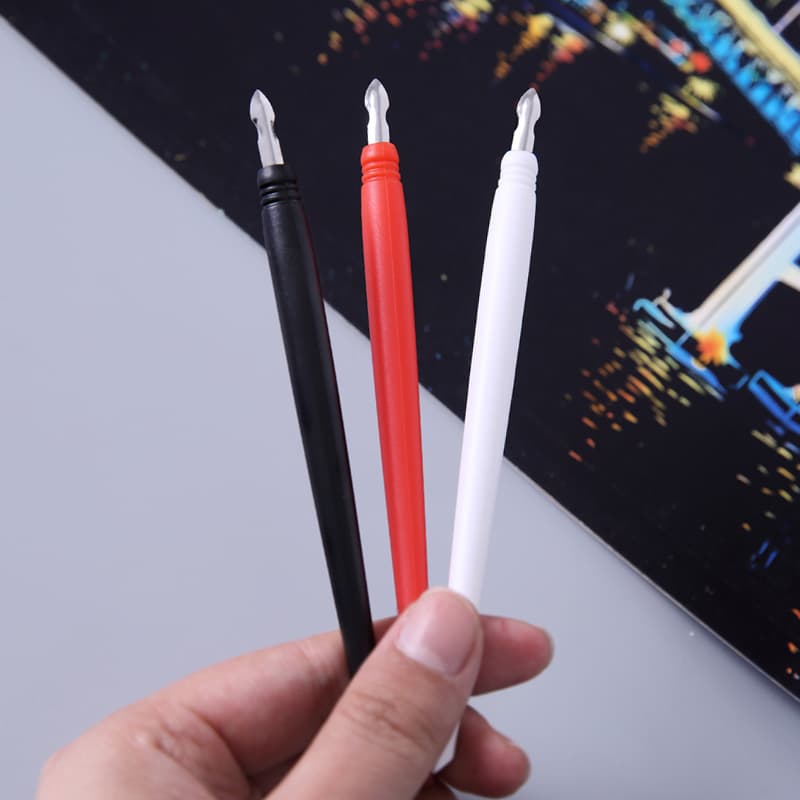 Metal Tip Scratch Pen Plastic Scratch Drawing Pen Scratch Art Tool Scratch Map Dedicated Pen Cross-border Factory Direct Sales