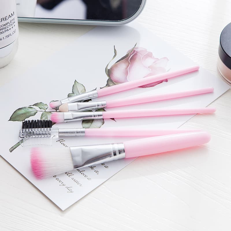 SW Gift Set 5-Piece Makeup Brush Set Pink Eyeshadow Brush Eyebrow Brush Makeup Brushes for Beginners
