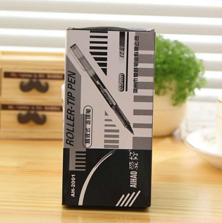 AH-2001 AiHao Stationery Gel Pen Student 0.5mm Direct Liquid Roller Ball Pen Large Capacity Office Signing Pen