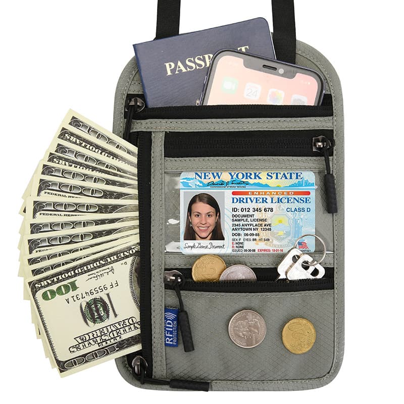 Amazon Multi-Functional Neck Passport Wallet with RFID Protection, Crossbody Shoulder Bag for Travel Documents and Tickets