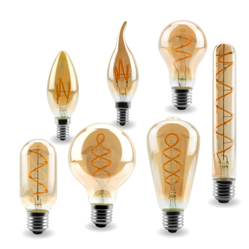 Edison Vintage Amber LED Flexible Filament Star Winding Light Bulb Decorative Ambient Dimmable Bulb