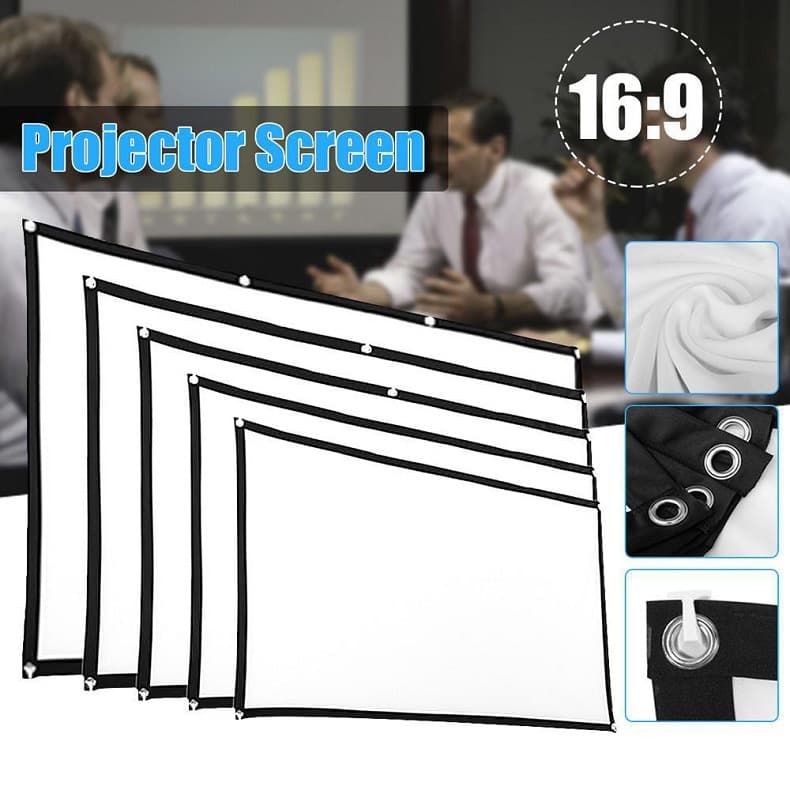 Polyester Portable Foldable Soft Screen 60 72 84 100 120 150 Inch 16:9/4:3 Projection Movie Screen