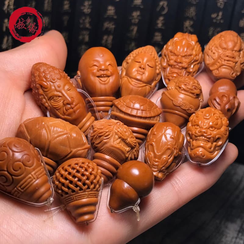 Olive Pit Three-way Buddha Head Lotus Guanyin Pagoda Rich Armor Smooth Bead Dragon Head Pit Carving Accessories Su Craft Back Cloud Premium Set