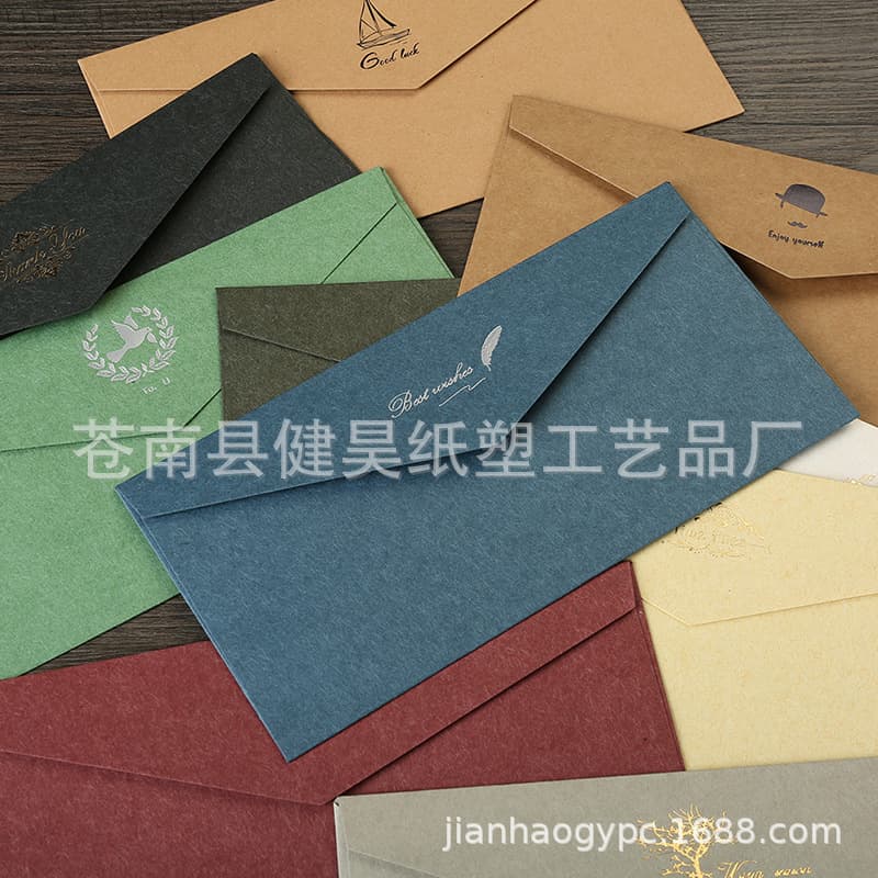 Creative Vintage Envelope Romantic Literary Simple Love Letter for Boyfriend Heart Gold Foil Company Logo